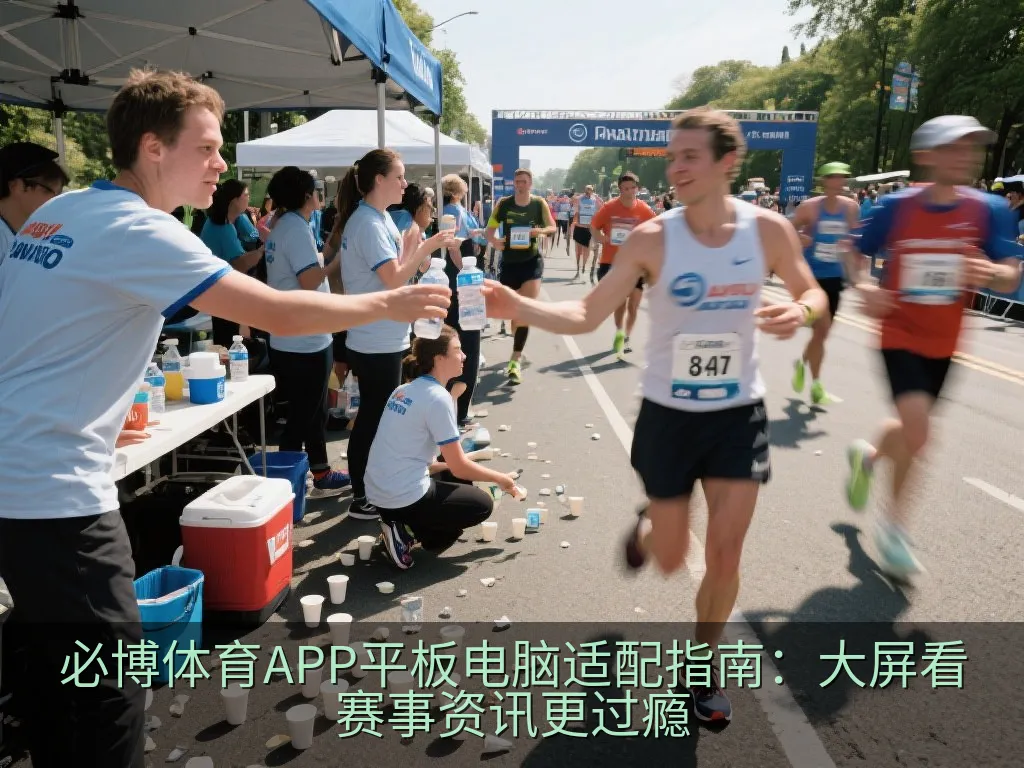 手持平板电脑展示分屏多任务界面，一边是体育比赛场地示意图，一边是详细的数据统计图表